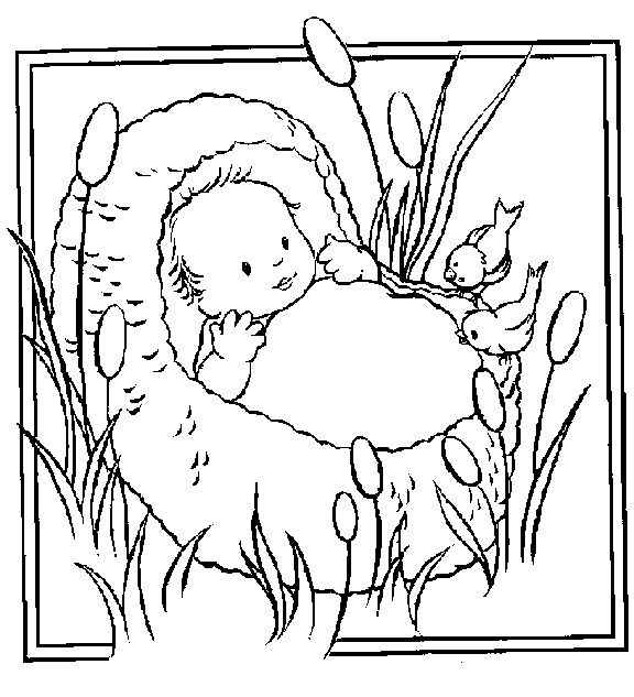 Baby Moses, Online Coloring Page